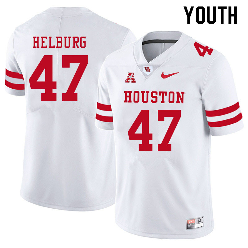 Youth #47 Trevor Helburg Houston Cougars College Football Jerseys Sale-White - Click Image to Close